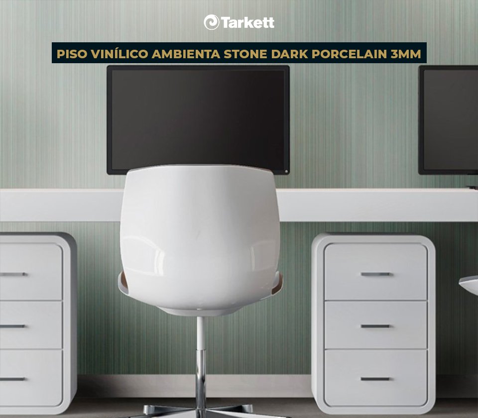 Piso Vinilico Ambienta Stone 3mm 92 x 92cm - Dark Porcelain Cx 3